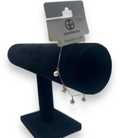 NWT Macy's Cultured Freshwater Pearl Dangle Drop Sterling Silver Bracelet NEW - Picture 10 of 12